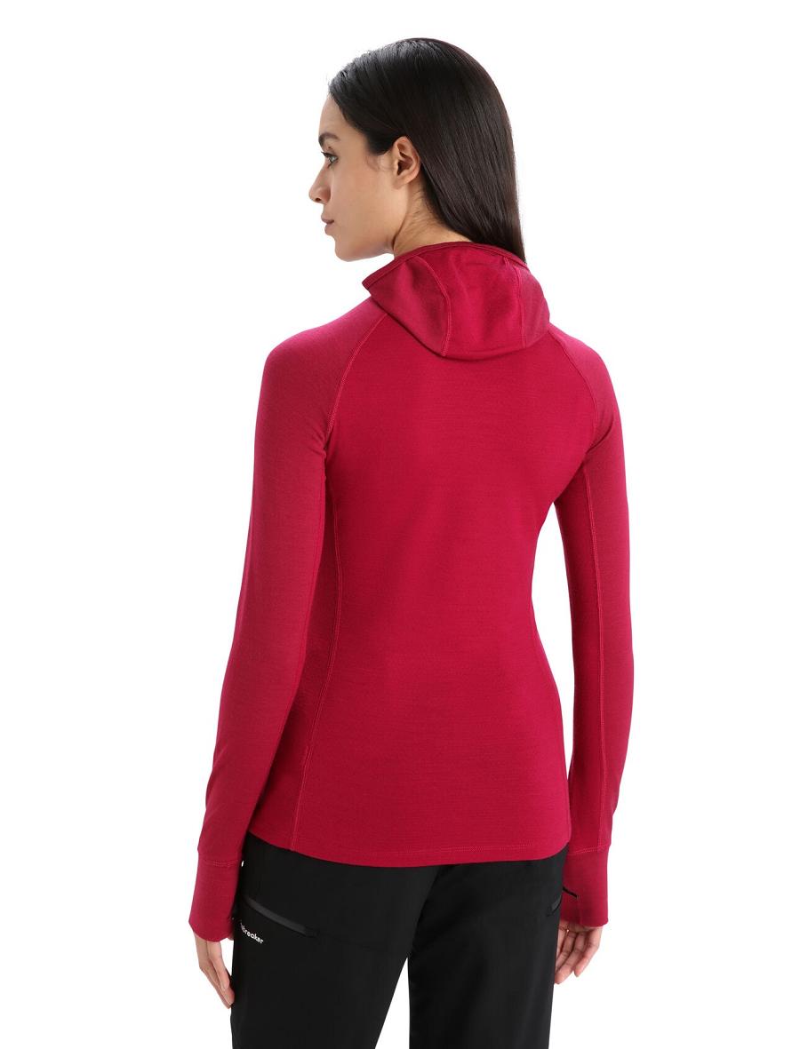 Icebreaker ZoneKnit™ Merino Insulated Long Sleeve Hoodie Naisten Base Layers Pinkki | FI 1884OKIR